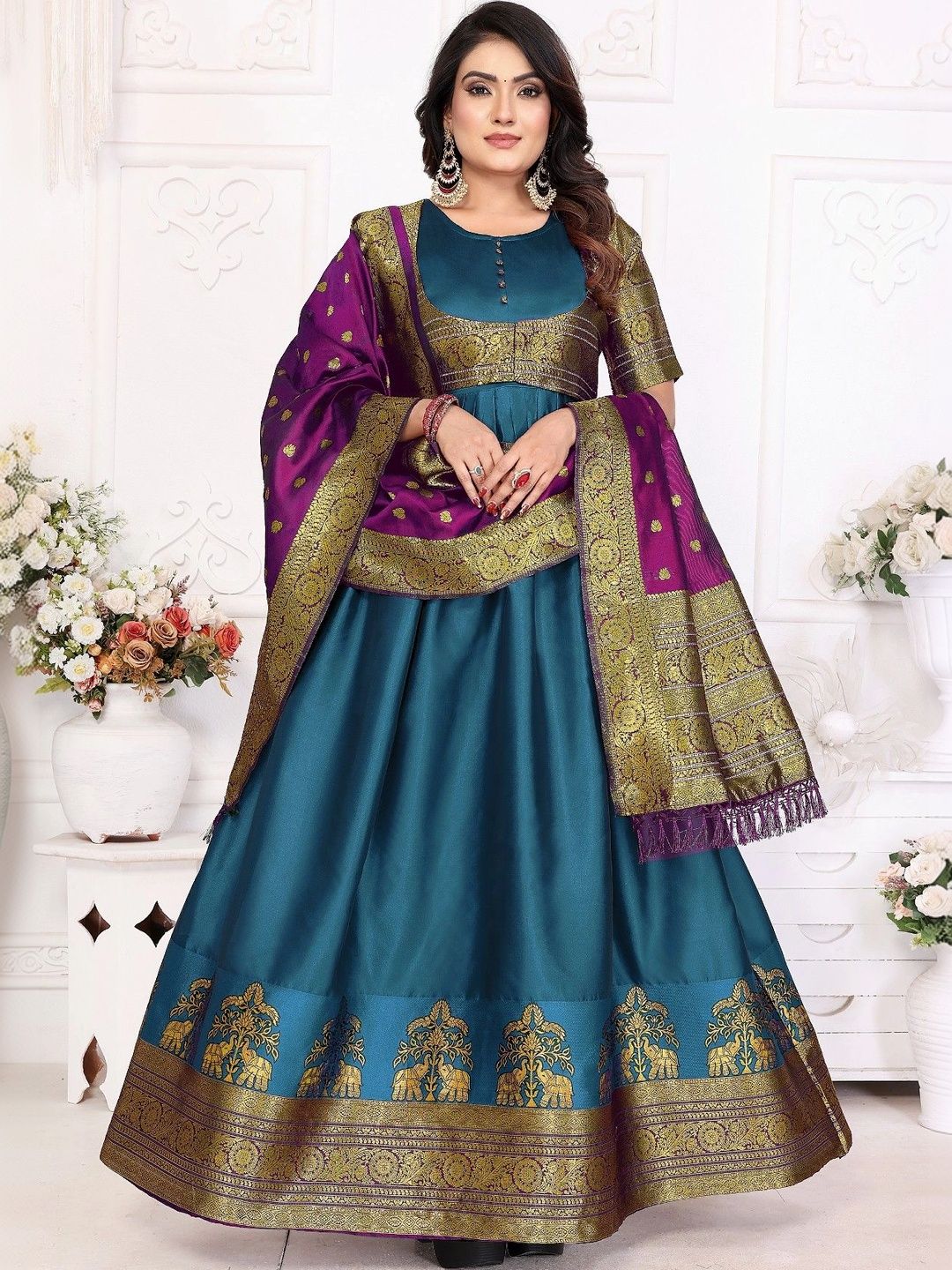Kinjhit Fashion Woven Design A-Line Ethnic Dresses-picture-14