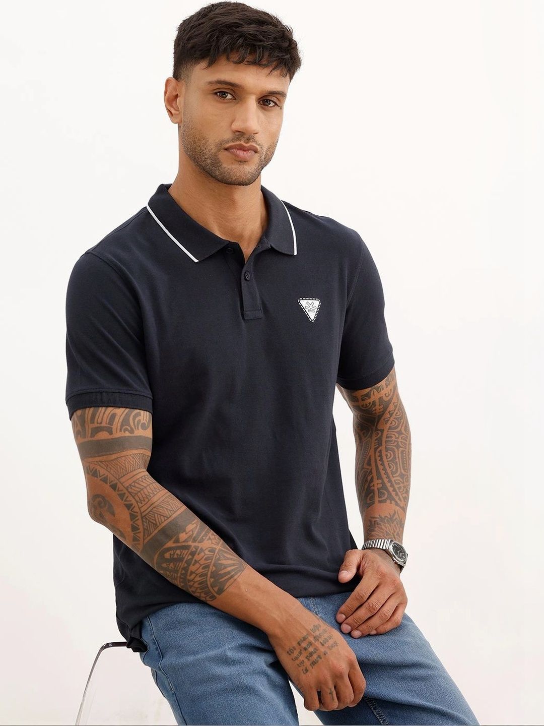 WROGN Men Brand Logo Polo Collar Slim Fit T-shirt-picture-19