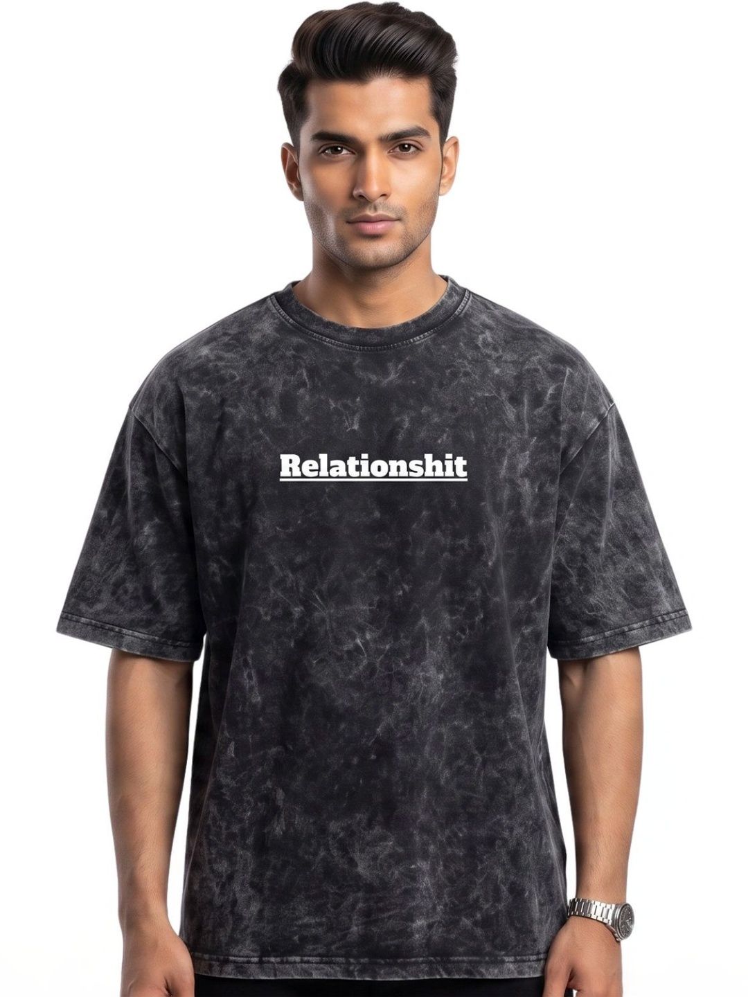 DUNBOND LABEL Men Typography Dyed Drop-Shoulder Sleeves Pure Cotton Blend T-shirt-picture-33