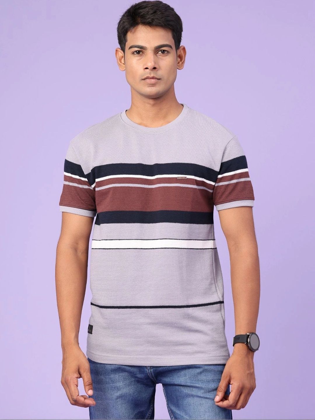 V-Mart Men Striped Slim Fit T-shirt-picture-42
