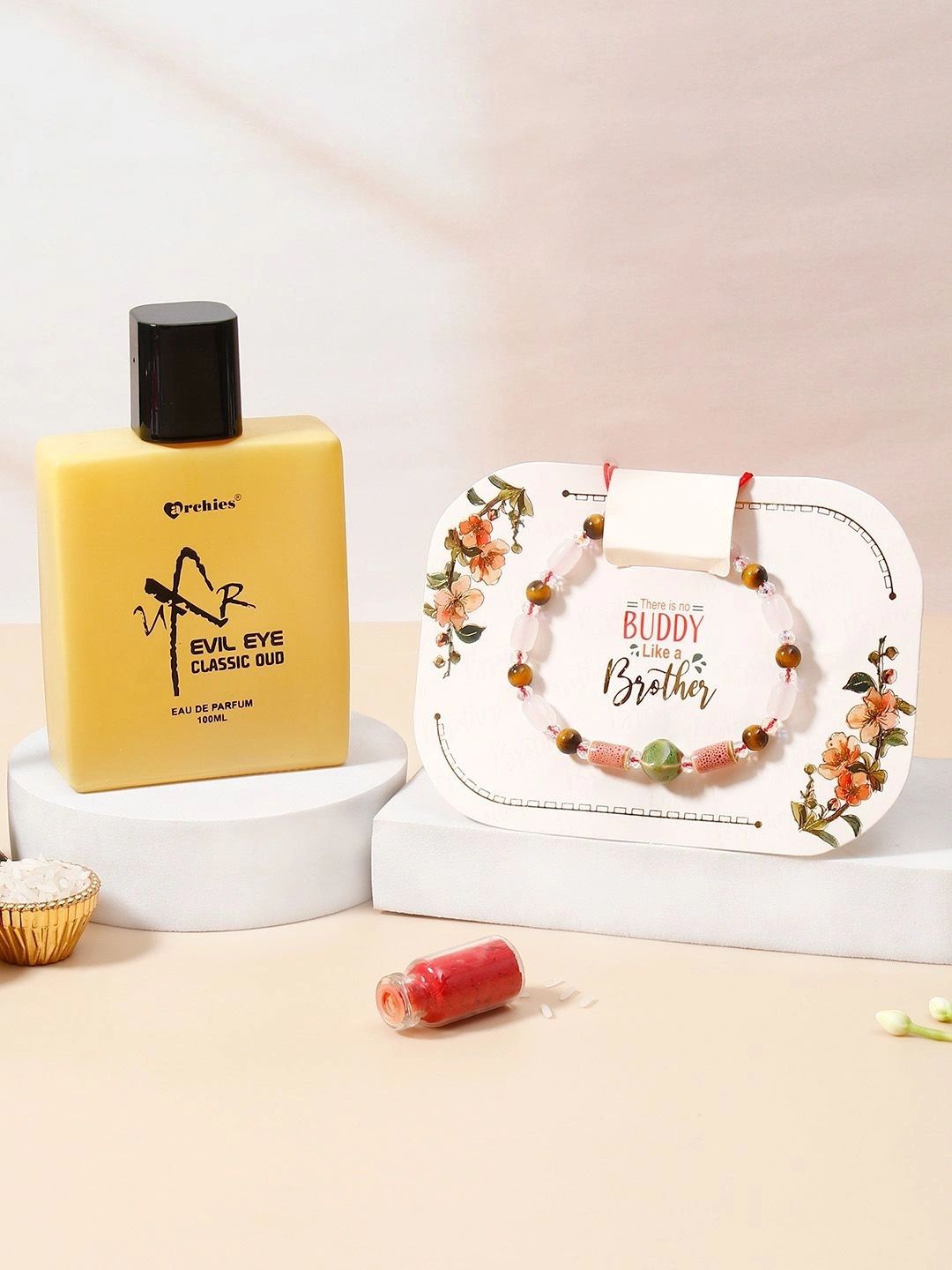 Archies Set of Rakhi Gift Set With Perfume & Roli Chawal-image-48
