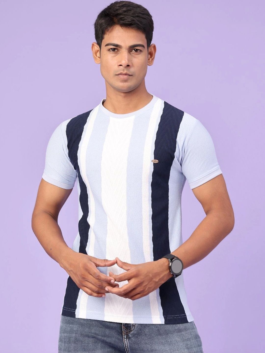 V-Mart Men Striped Slim Fit T-shirt-picture-26