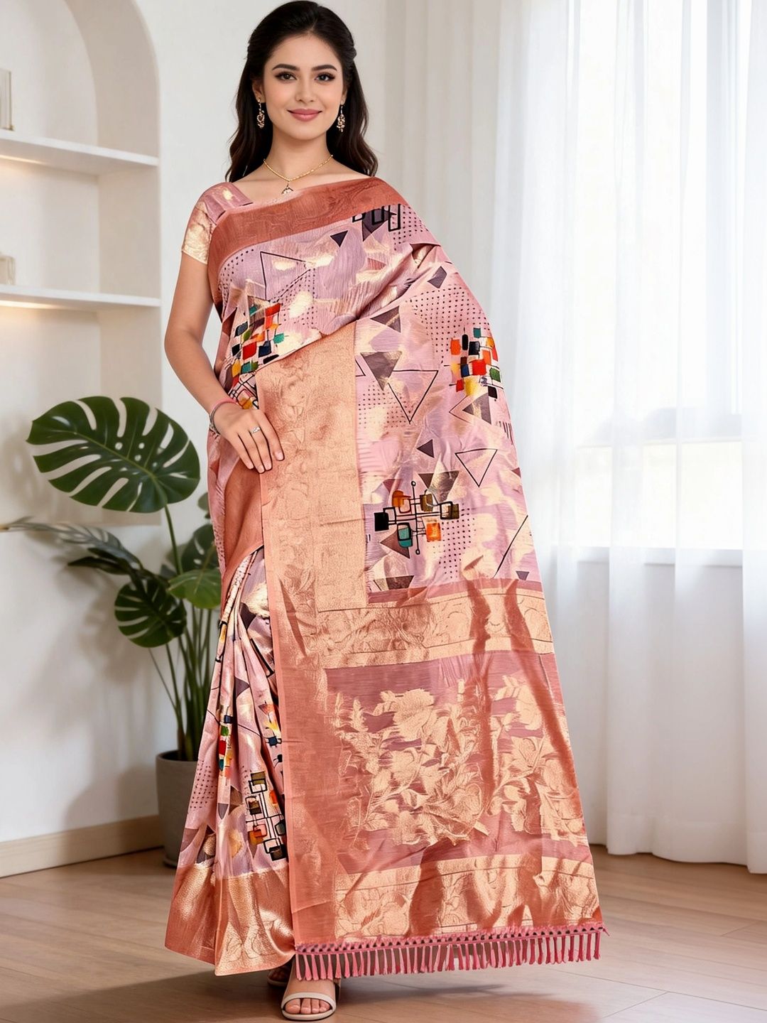 KRISHNA KURTIES Zari Saree-image-2