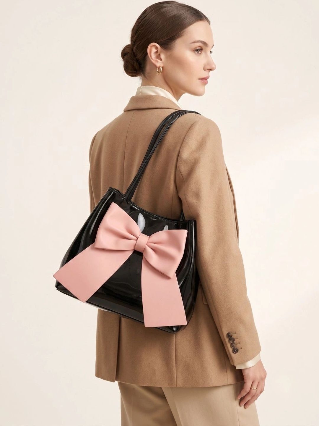 ZOKER PU Oversized Swagger Tote Bag with Bow Detail-picture-26