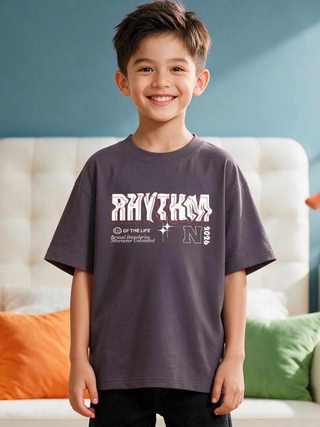 TeeSlix Kids Typography Printed Drop-Shoulder Sleeves T-shirt-image-46