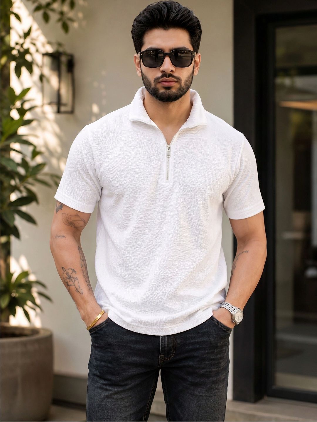 LECOWAR Men Polo Collar T-shirt-image-42