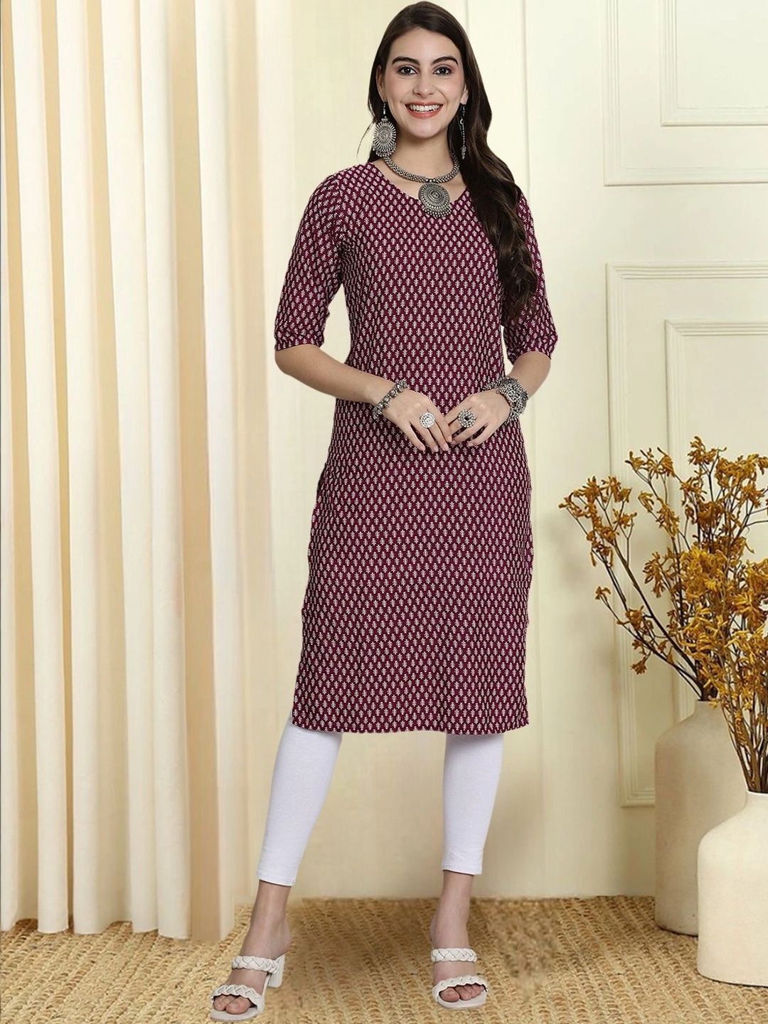 HERE&NOW Women Leheriya Printed Indie Prints Crepe Kurta-picture-17