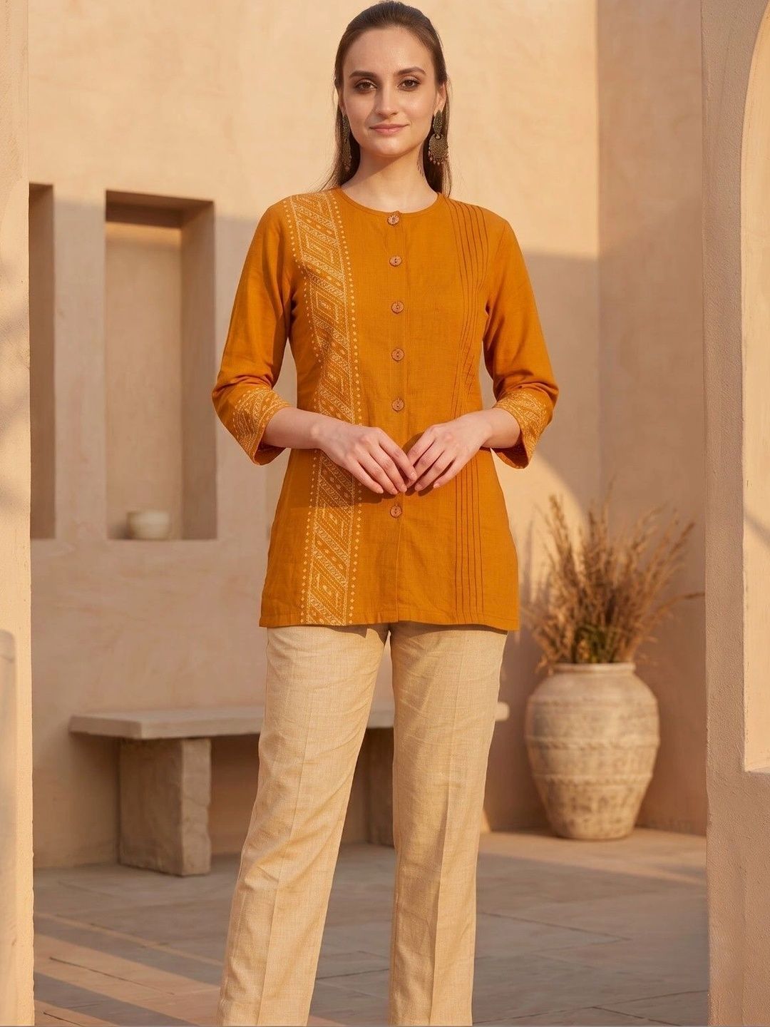 YURAA THE LABEL Geometric Printed Pure Cotton Kurti-picture-33