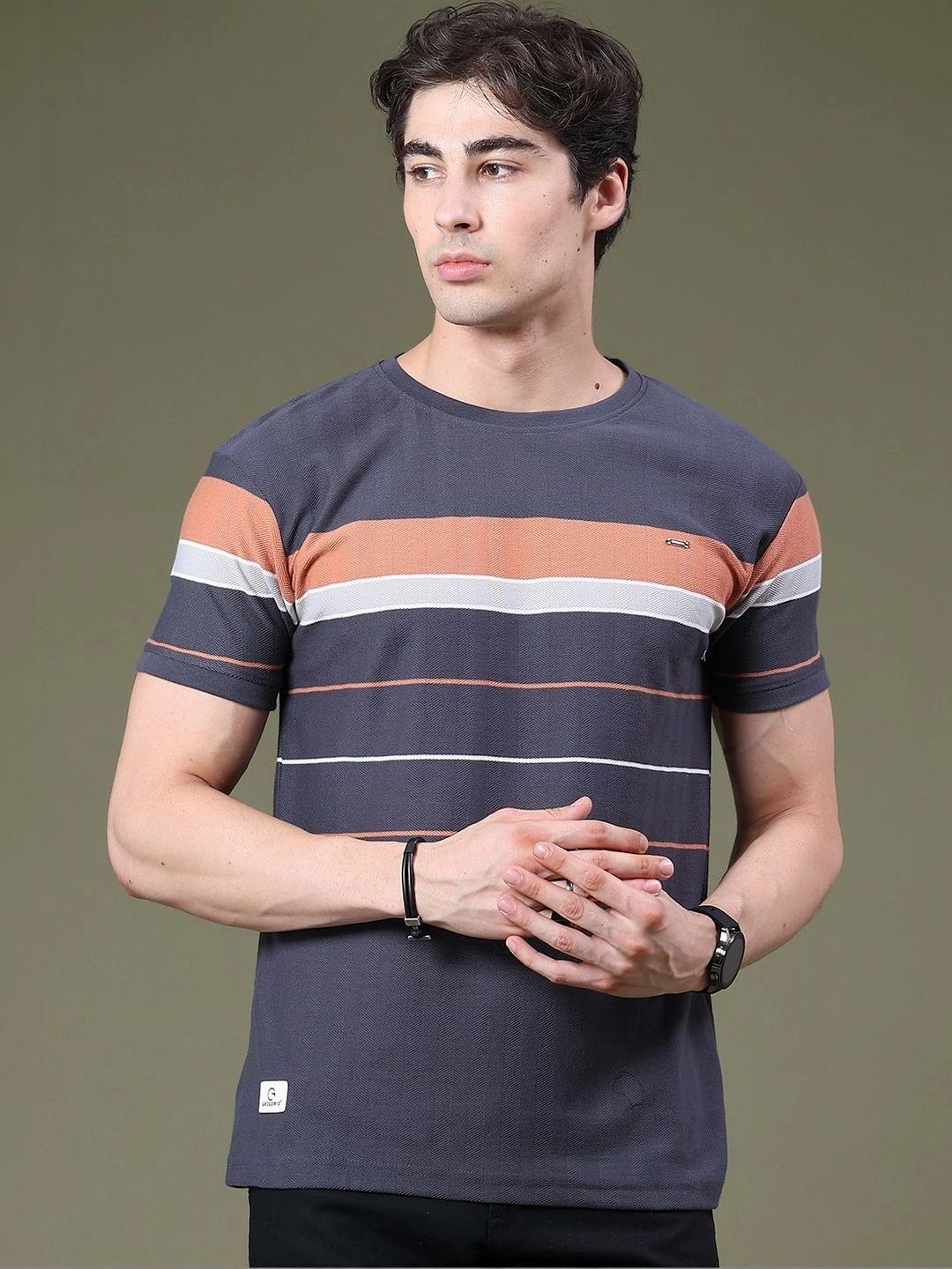 V-Mart Men Striped Slim Fit T-shirt-picture-32