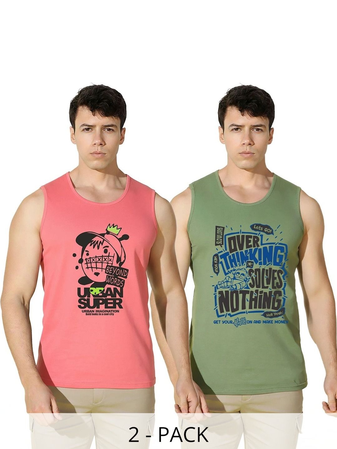 MINISTRY OF FRIENDS Pack of 2 Printed Cotton Tank-picture-52