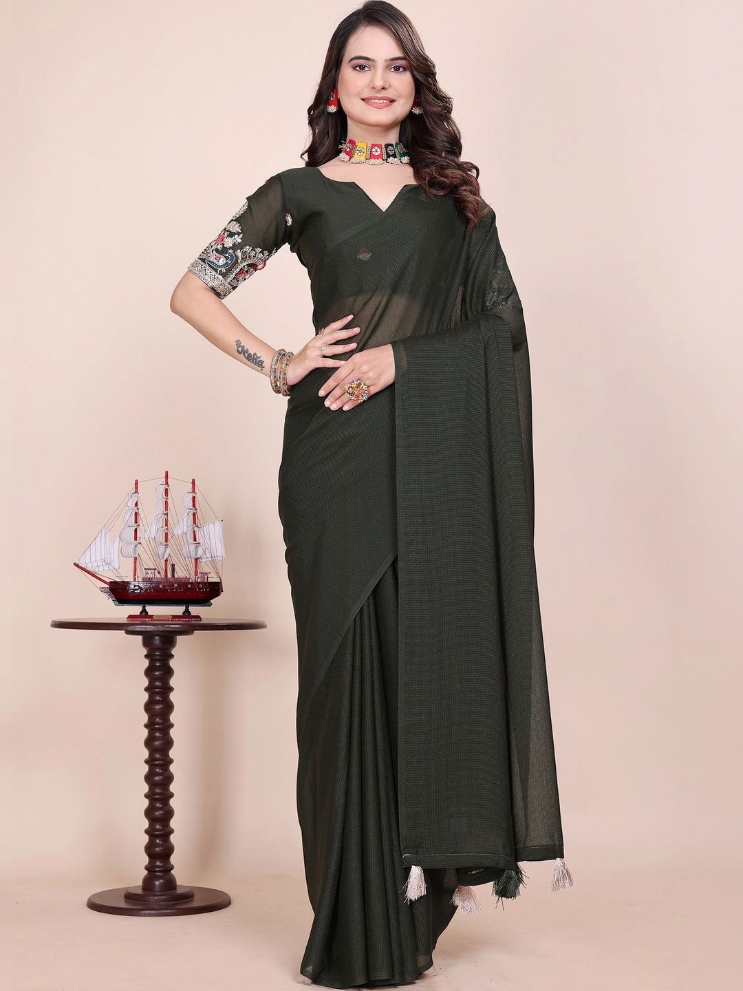 all about you Embroidered Poly Georgette Designer Saree-image-33