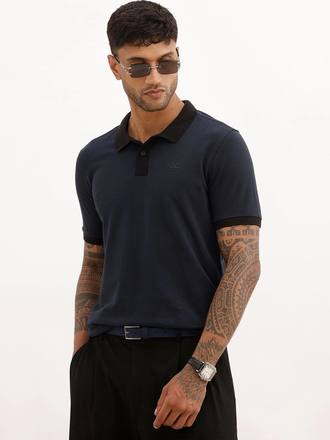 WROGN Men Brand Logo Polo Collar Slim Fit T-shirt-image-21