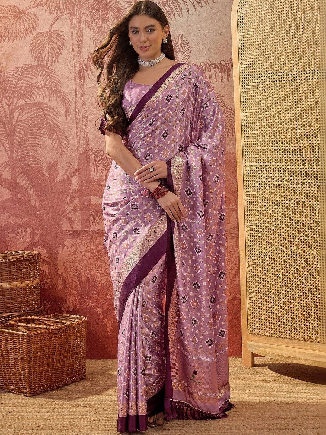 SAARA Bandhani Silk Blend Saree-picture-49