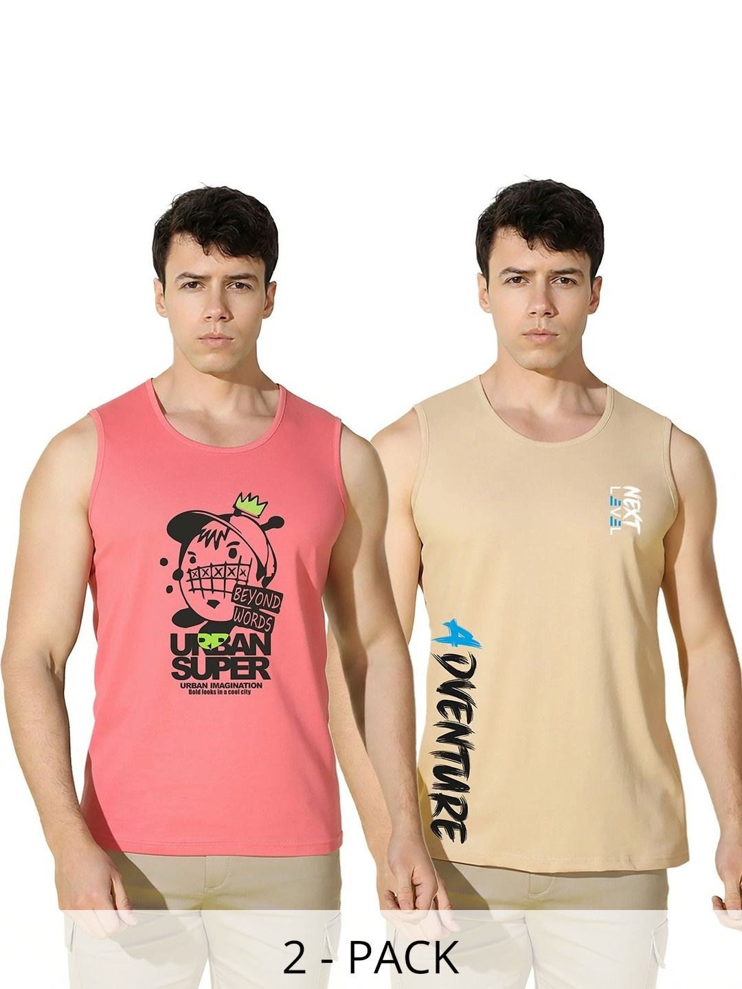 MINISTRY OF FRIENDS Pack of 2 Printed Cotton Tank-picture-55