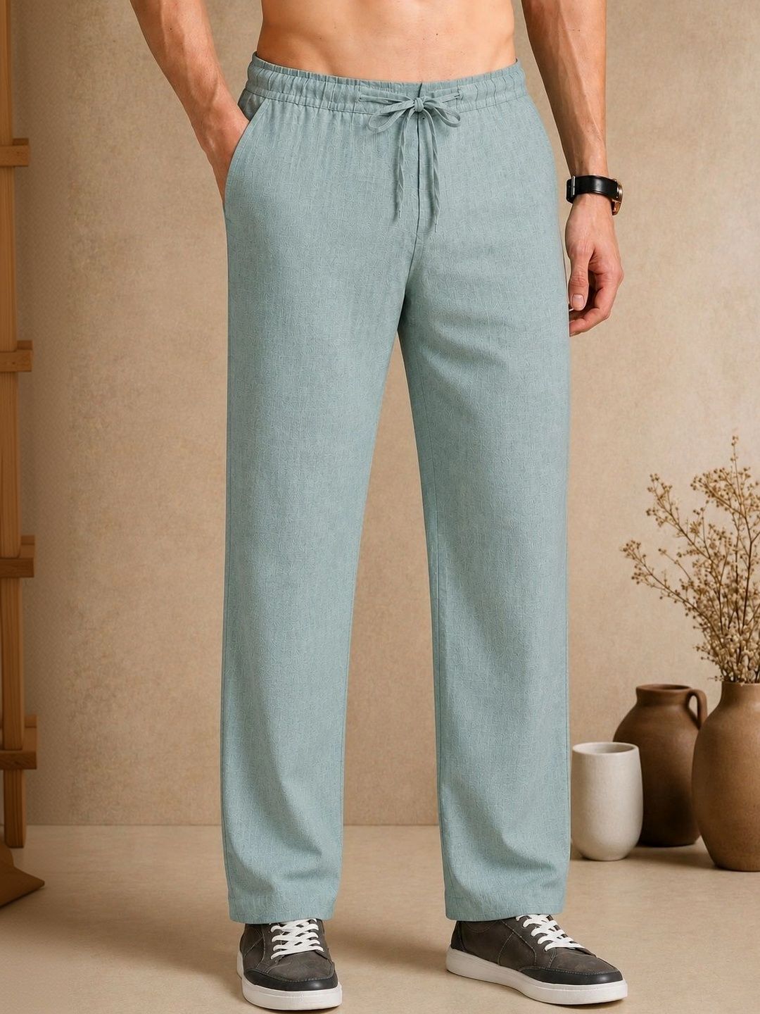 Blezza Men Relaxed Easy Wash Trousers-picture-12
