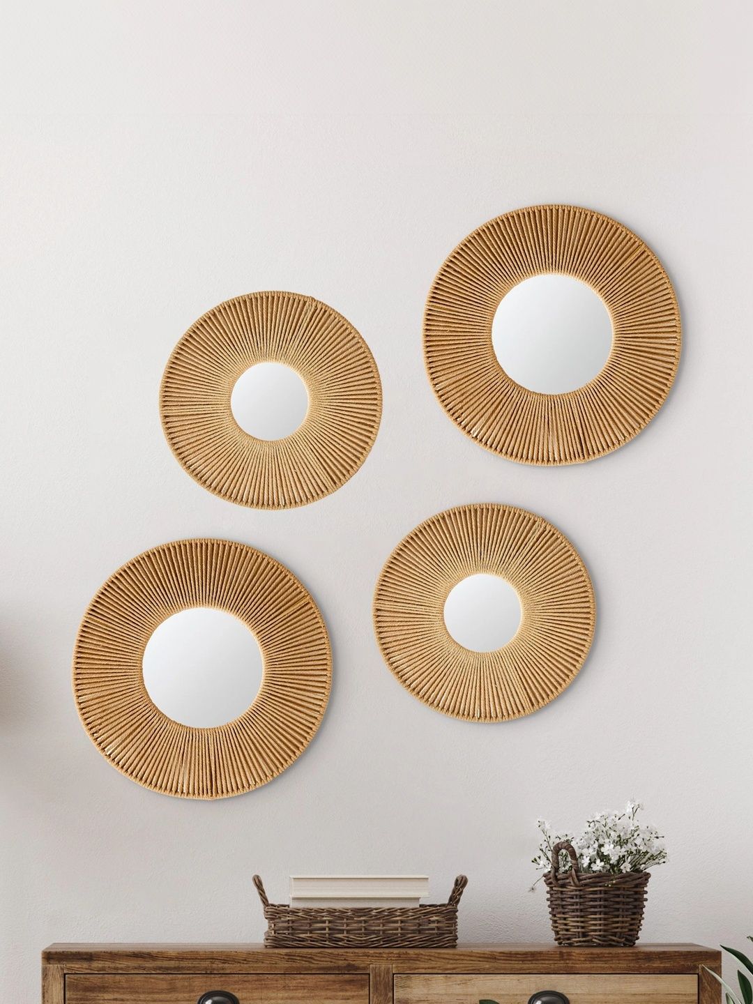 Home Centre Corsica Flex Set Of 4 Decorative Round Wall Mirrors-picture-51