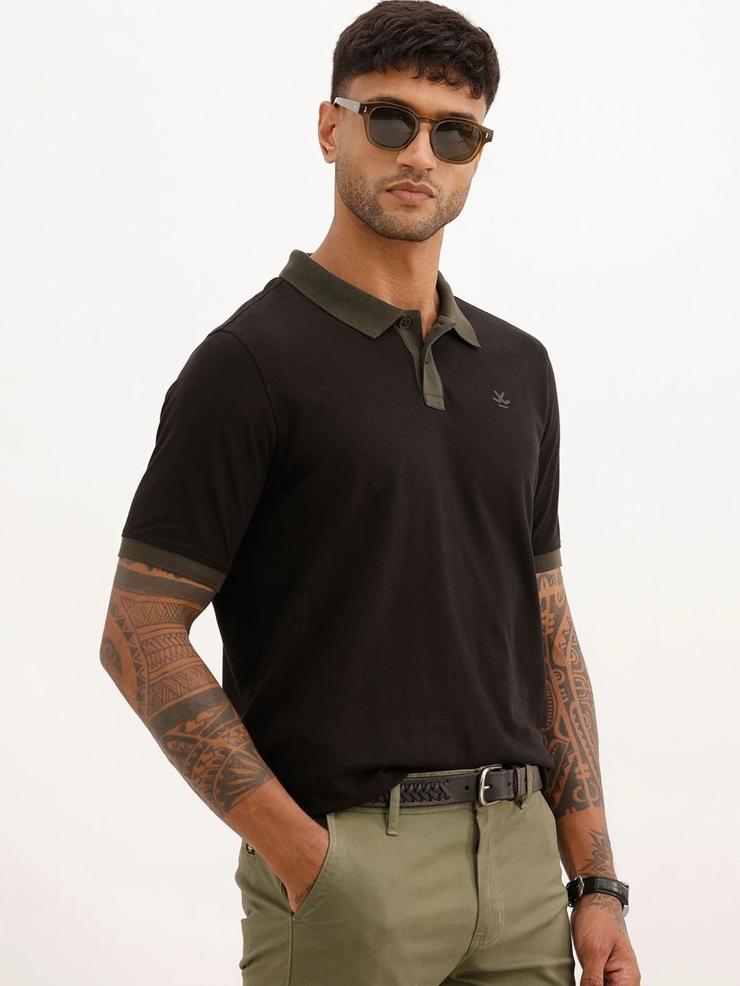 WROGN Men Brand Logo Polo Collar Slim Fit T-shirt-picture-26