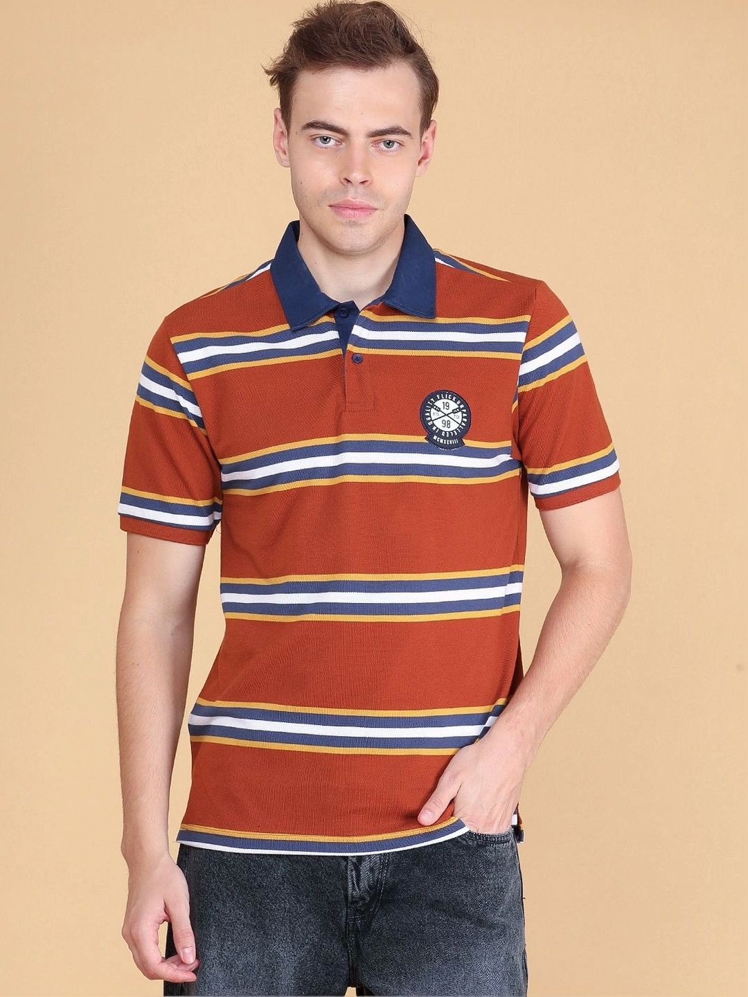 LIMEROAD Men Striped Polo Collar T-shirt-picture-37