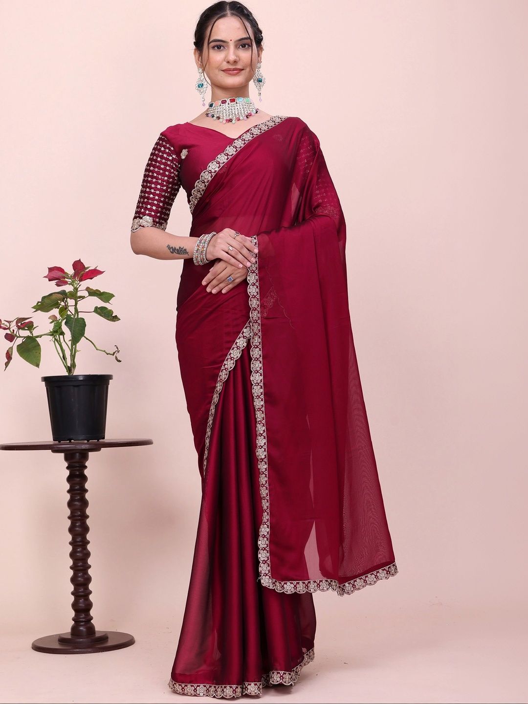 all about you Embroidered Poly Chiffon Designer Saree-picture-47