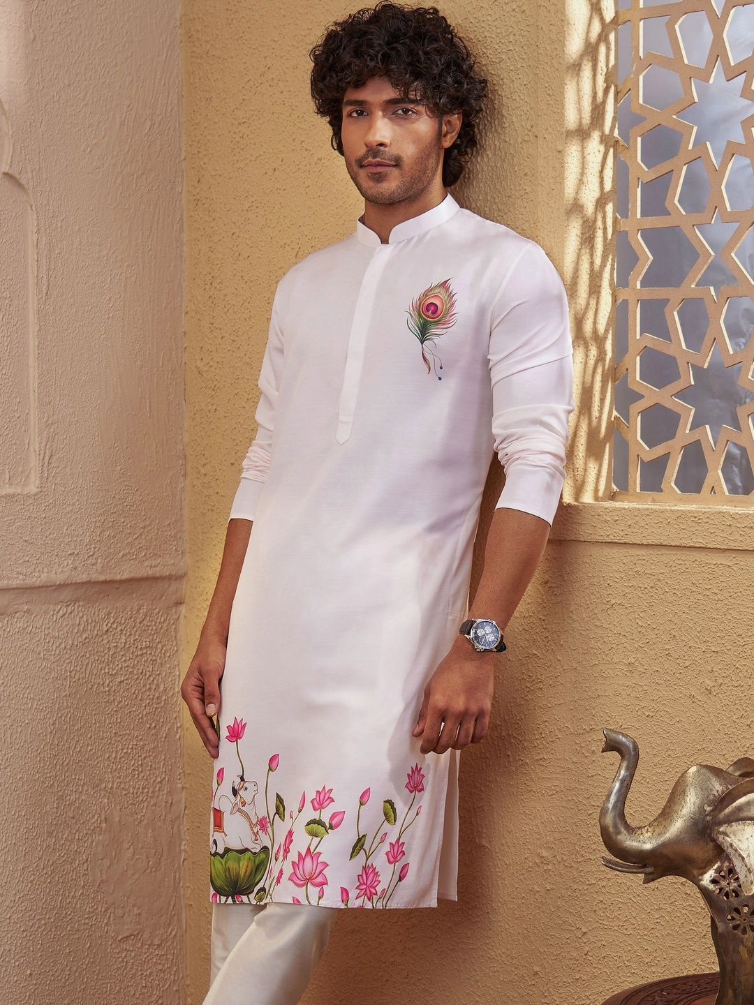 VASTRAMAY Men Floral Printed Indie Prints Kurta-image-10