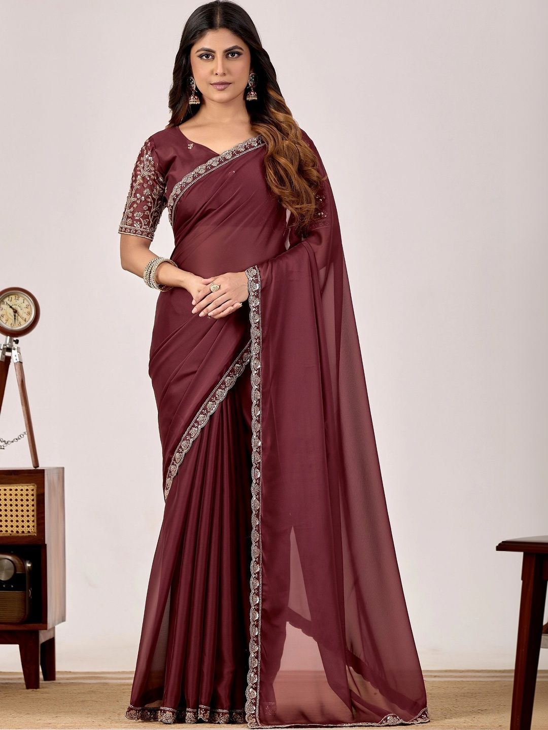 all about you Embroidered Poly Georgette Designer Saree-picture-33
