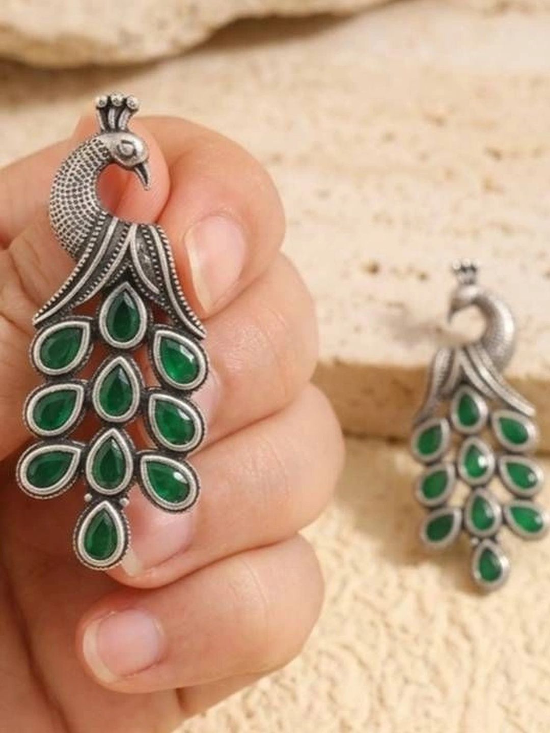 THE GLAM POUCH Peacock Shaped Drop Earrings-picture-22