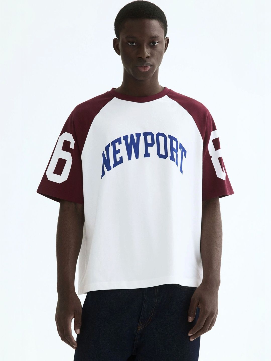 H&M Men Typography Colourblocked T-shirt-image-35