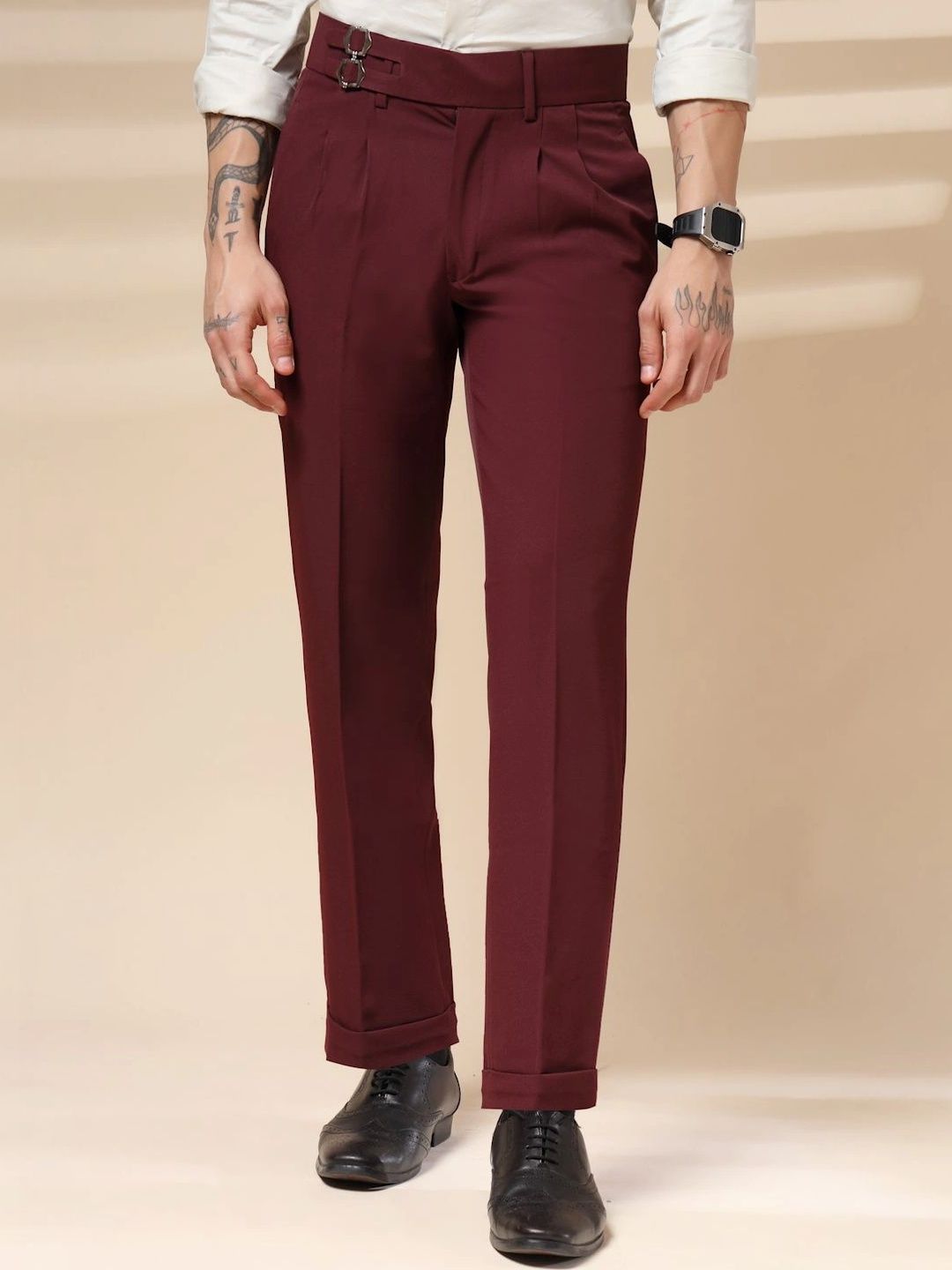 Italian Vega Men High-Rise Wrinkle Free Pleated Trousers-picture-24