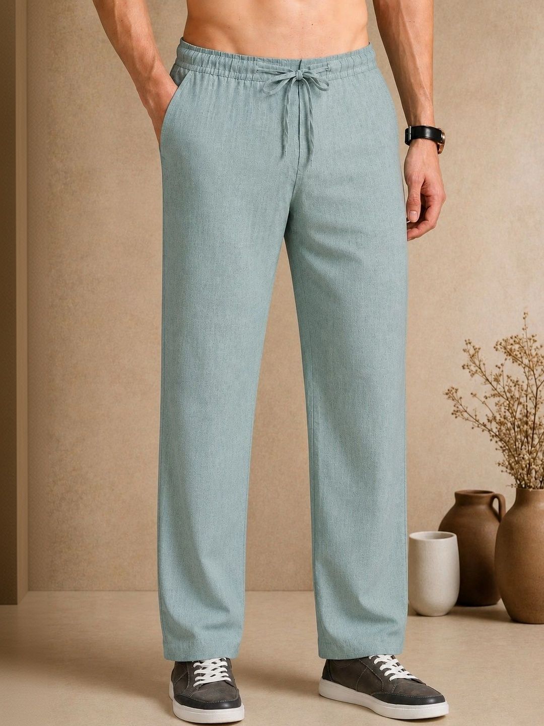 Tanip Men Relaxed Easy Wash Trousers-picture-30