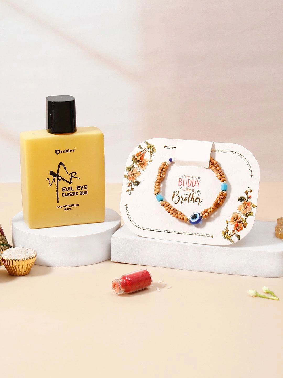 Archies Set of Rakhi Gift Set With Perfume & Roli Chawal-image-49