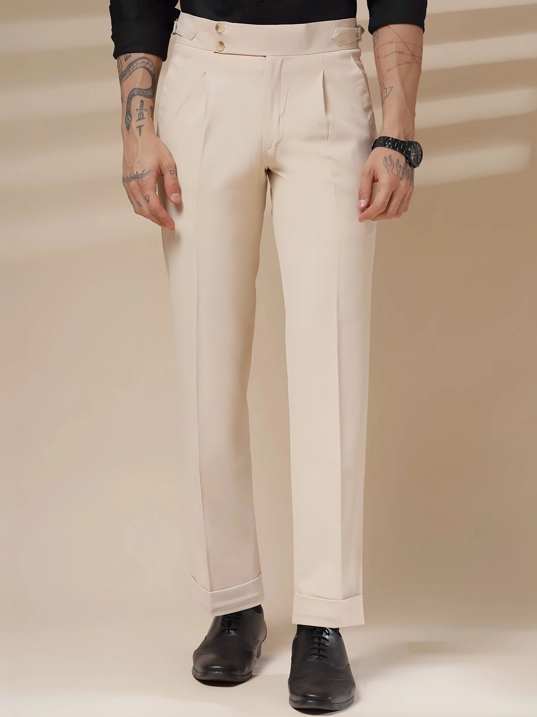 Italian Vega Beige Signature Buttoned Gurkha Pants-picture-26