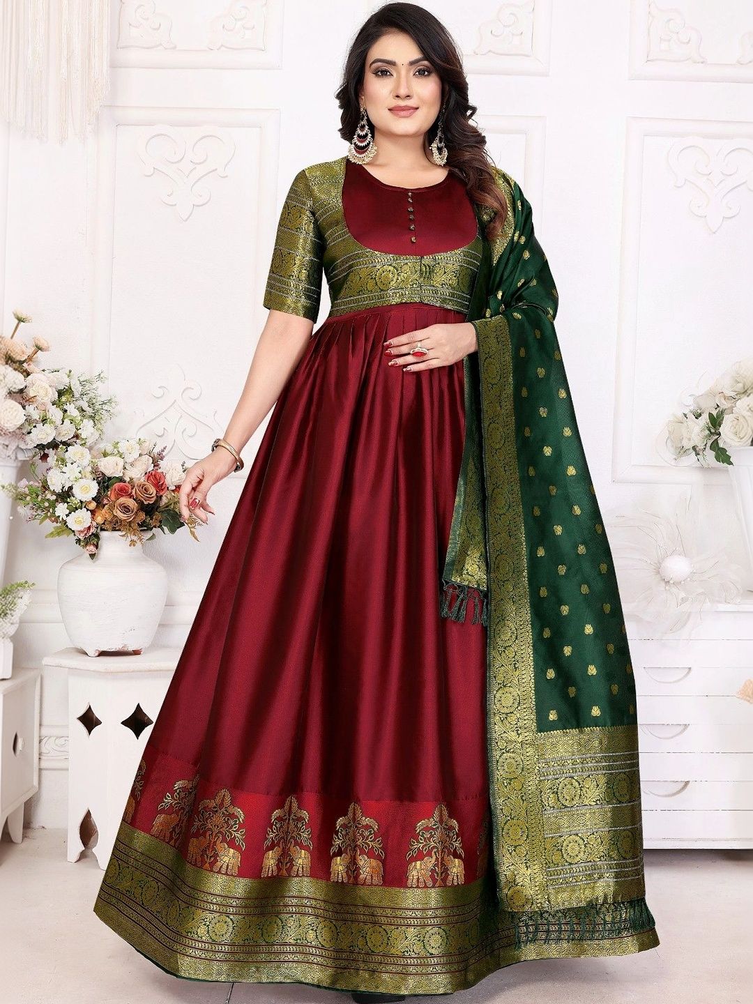 Kinjhit Fashion Woven Design A-Line Ethnic Dresses-picture-30