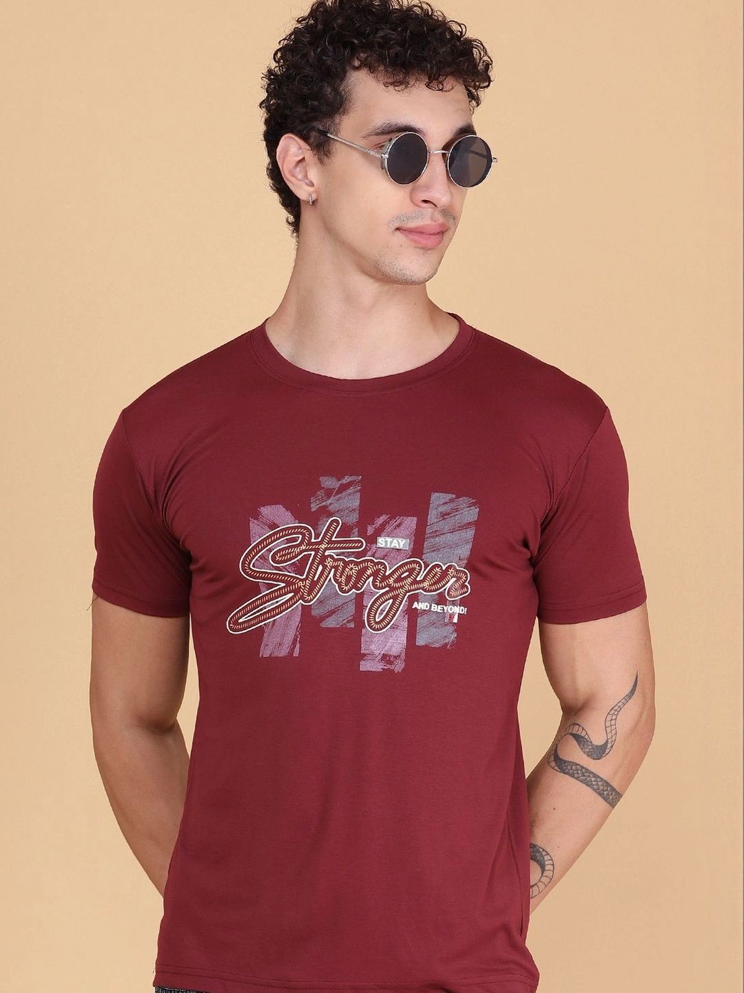 V-Mart Men Typography Printed Slim Fit T-shirt-image-25