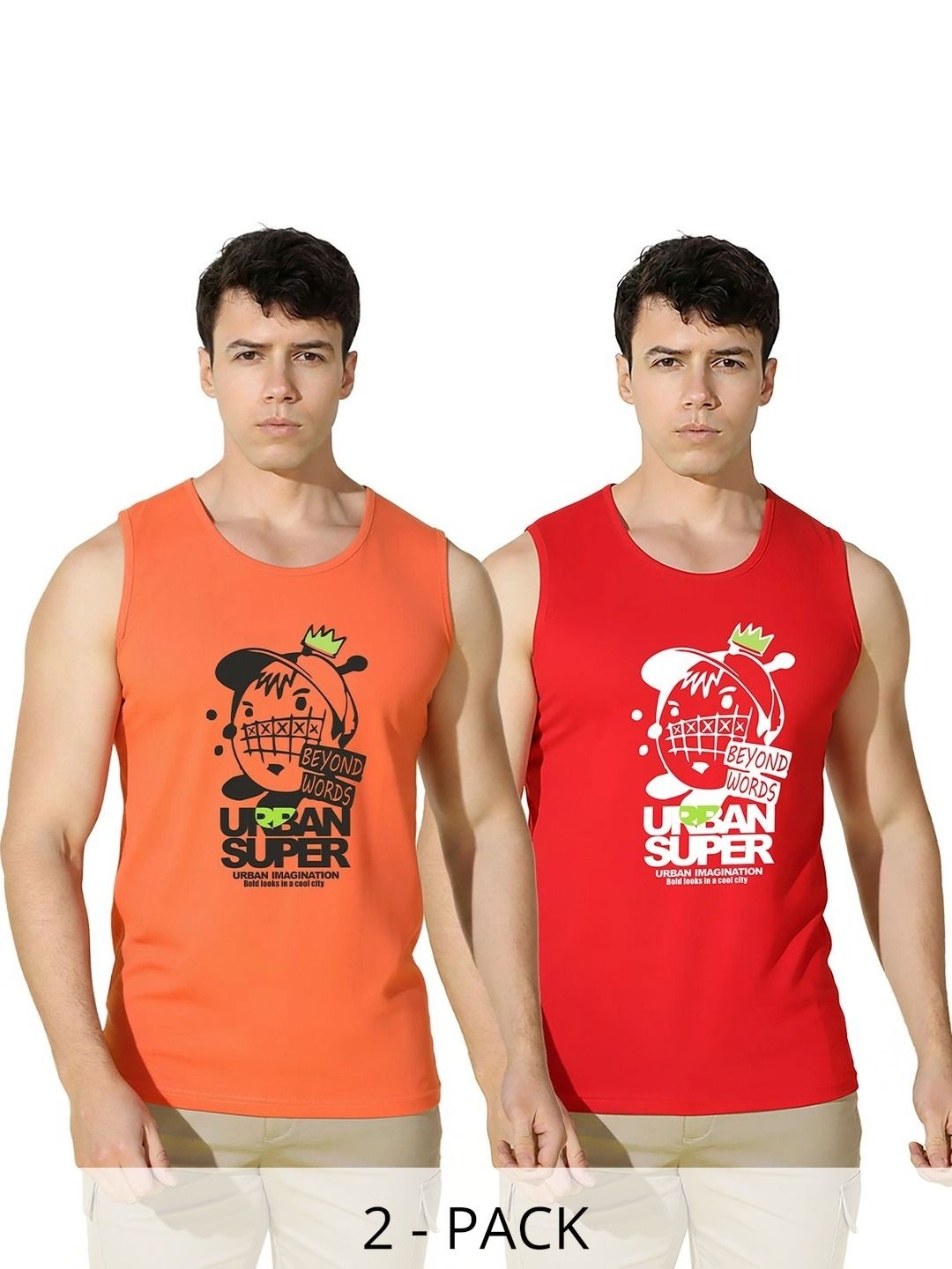 MINISTRY OF FRIENDS Pack of 2 Printed Cotton Tank-picture-34