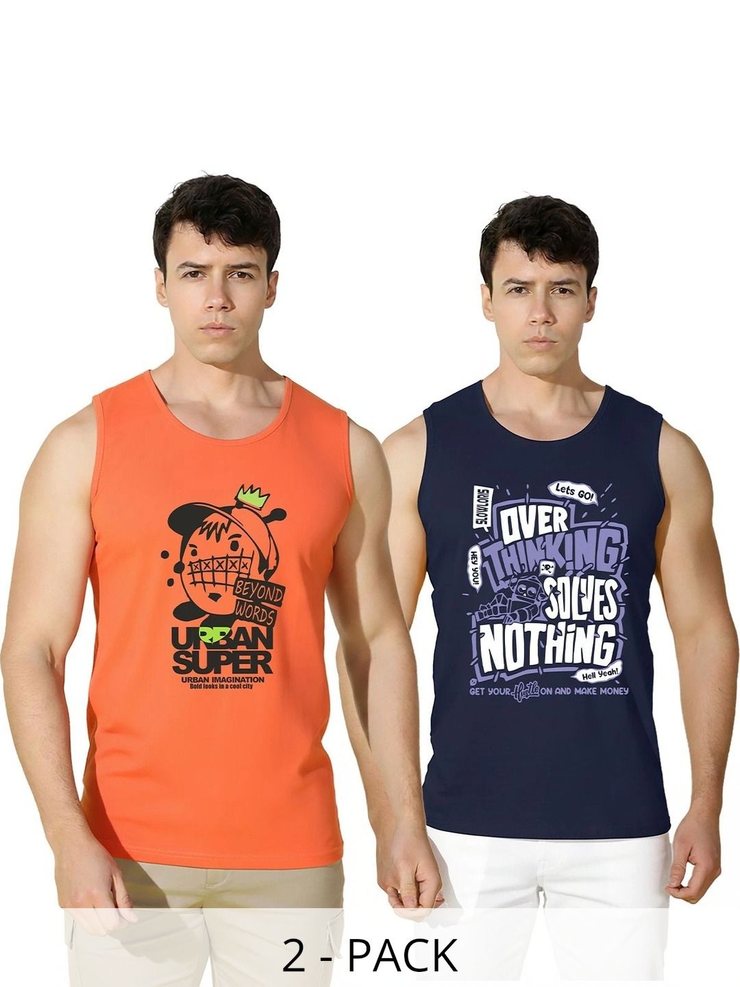 MINISTRY OF FRIENDS Pack of 2 Printed Cotton Gym Vest-picture-12
