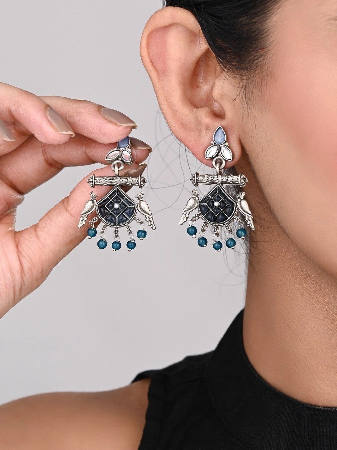 Sangria Geometric Drop Earrings-image-33
