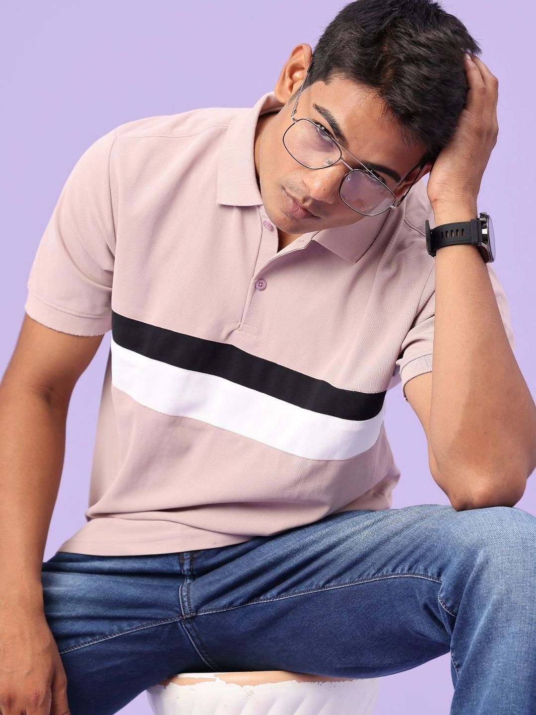 V-Mart Men Colourblocked Polo Collar T-shirt-image-38