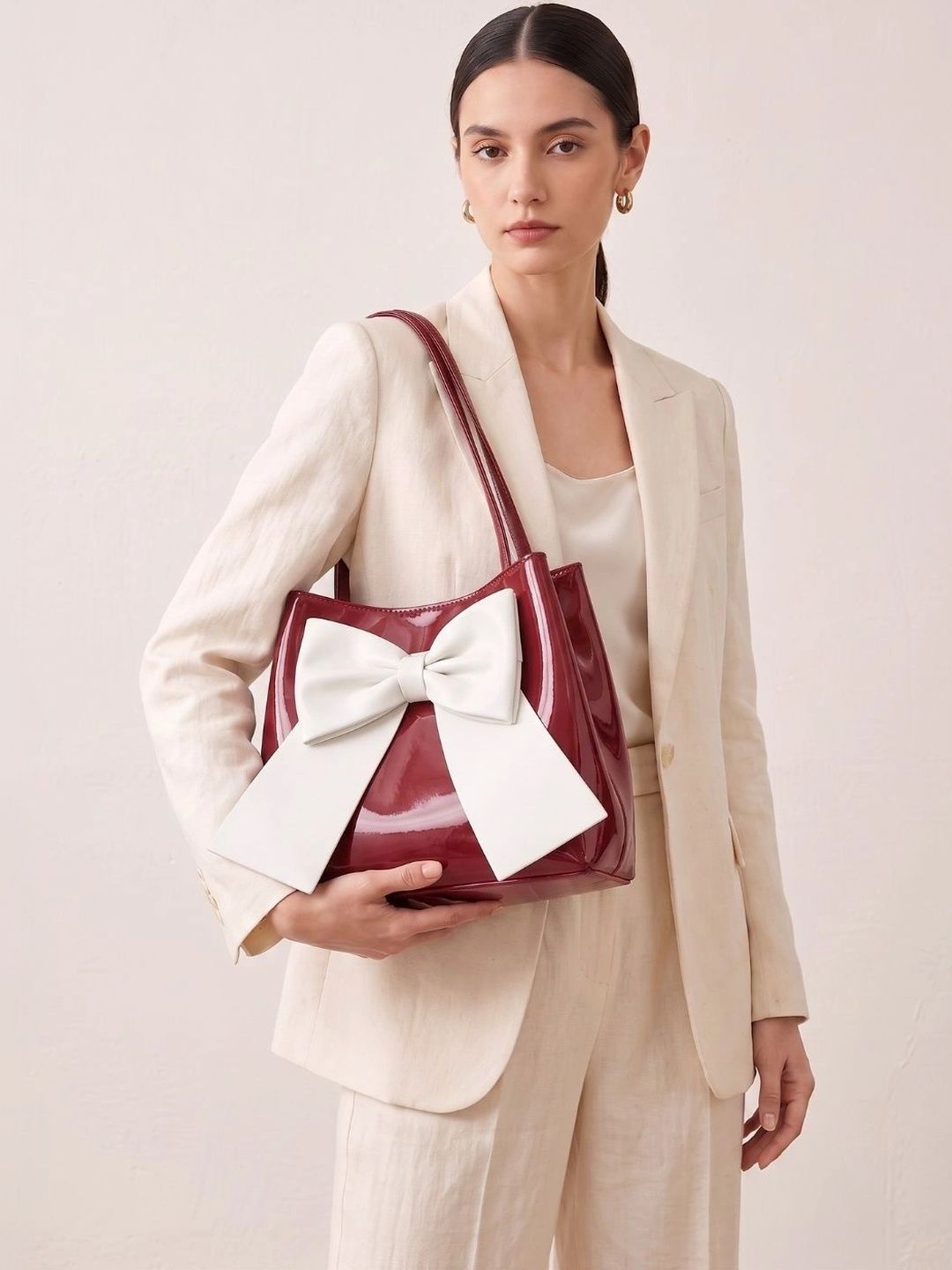 LIKE STYLE PU Oversized Shoulder Bag with Bow Detail-picture-10