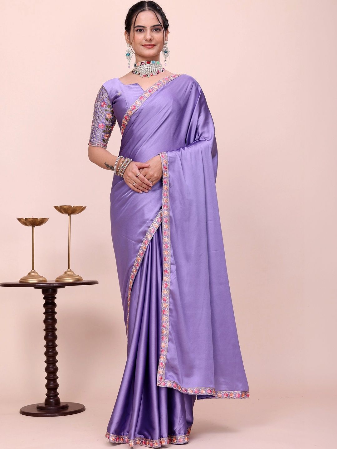 all about you Embroidered Satin Designer Saree-picture-31