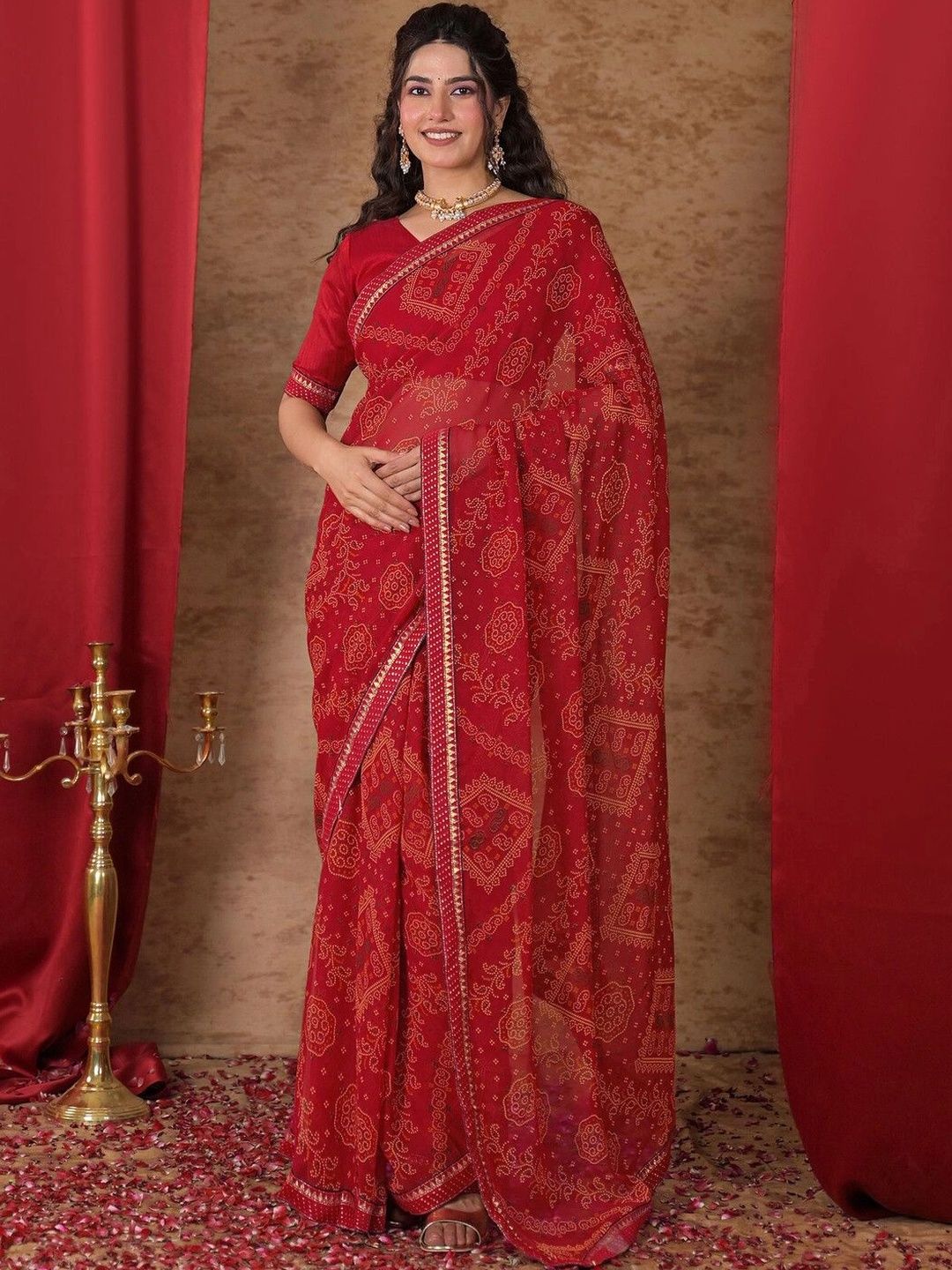 SAARA Bandhani Pure Georgette Saree-picture-32