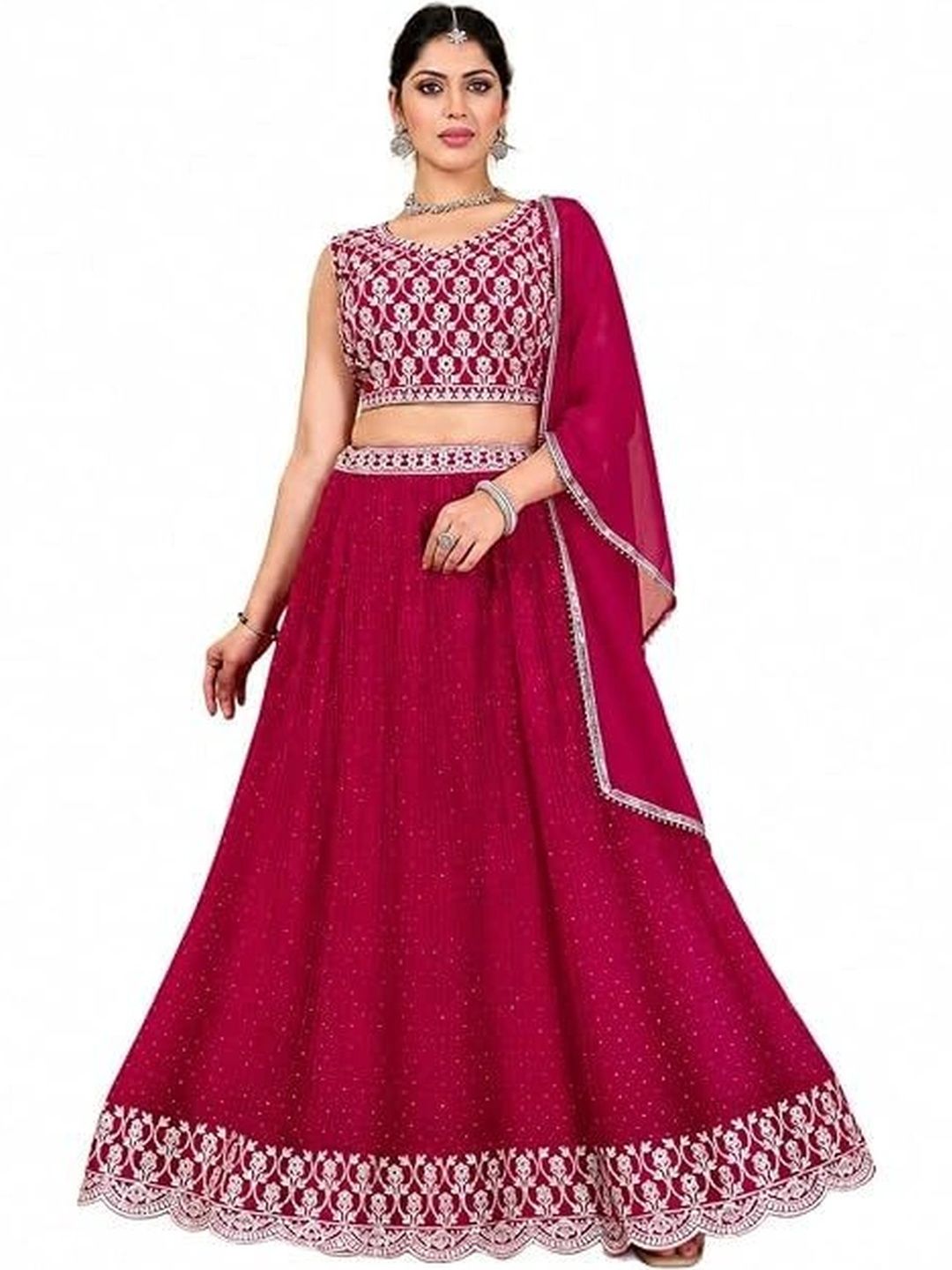 AEOY OFFICIAL Embroidered Sequinned Ready to Wear Lehenga & Blouse With Dupatta-picture-57