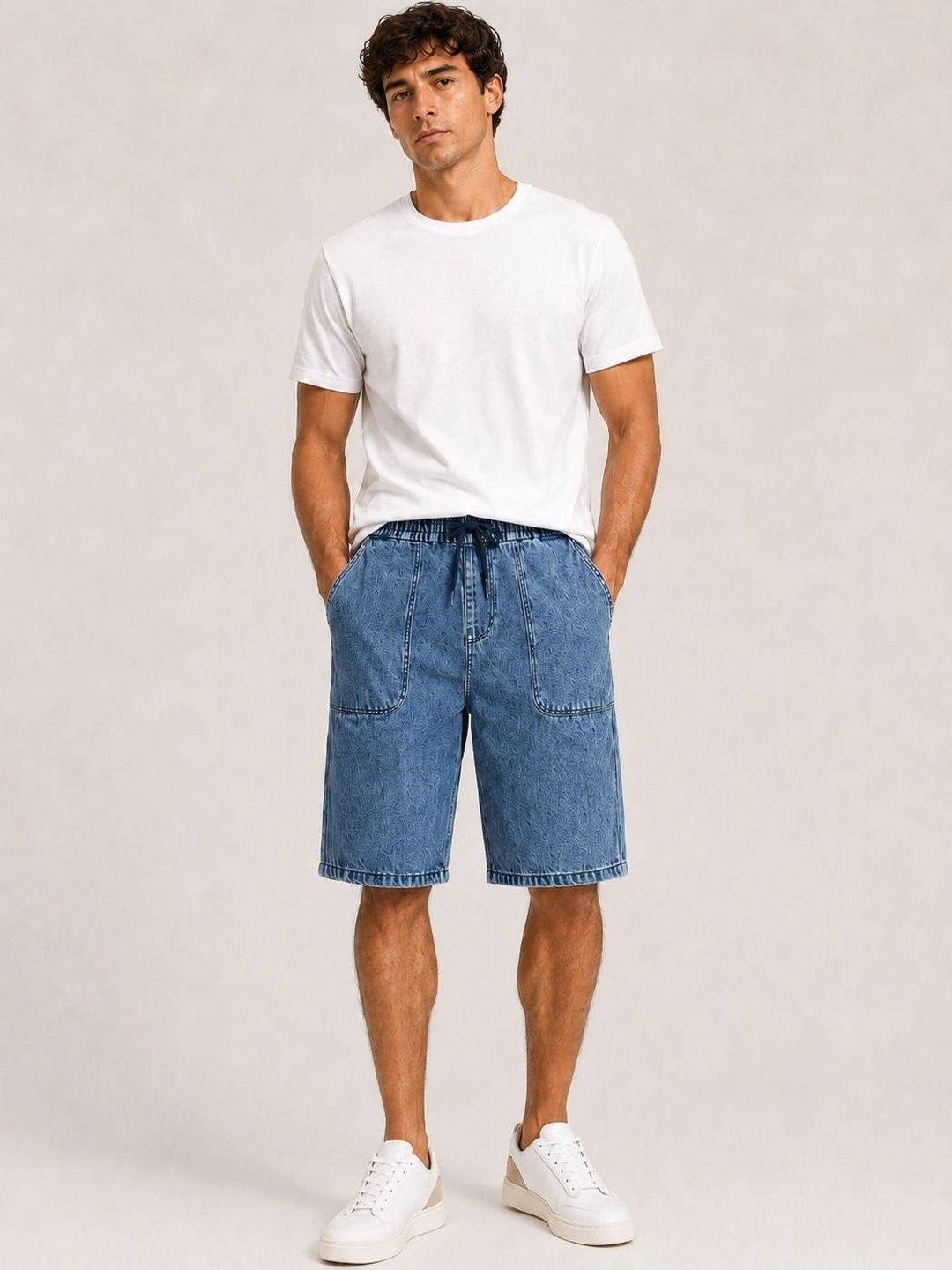 glitchez Men Printed Denim Blend Shorts-picture-15