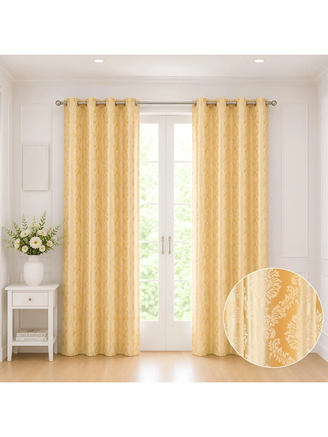 Homeful Style Gold-Toned Set of 2 Door Curtain-image-44