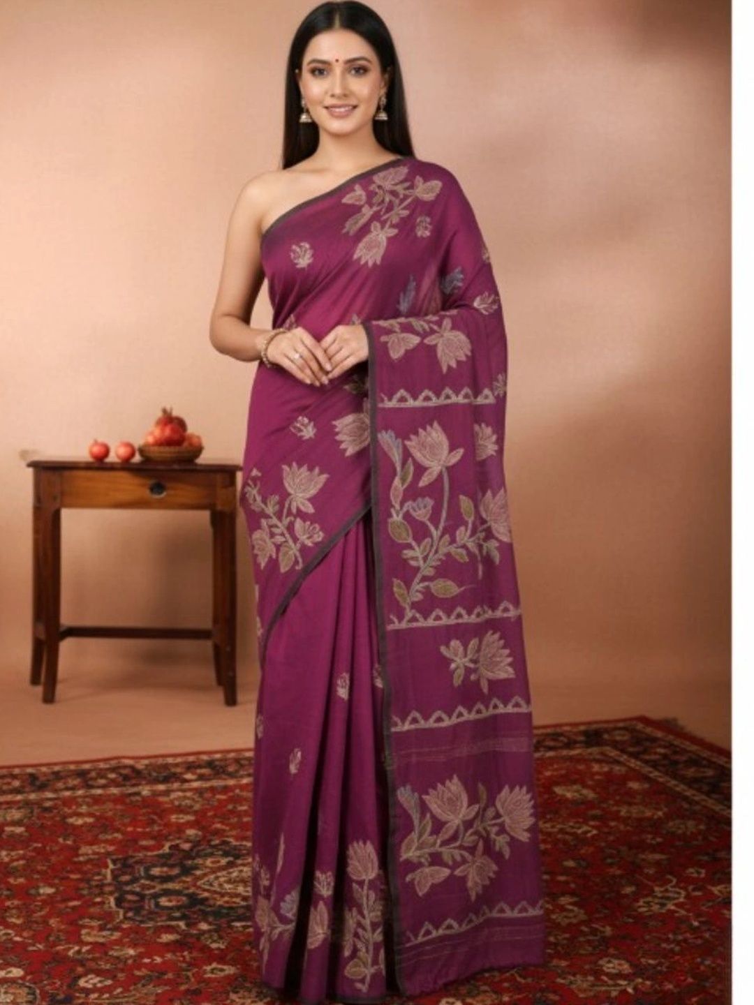 Kalakriti By Rachna Floral Embroidered Pure Cotton Saree-image-8