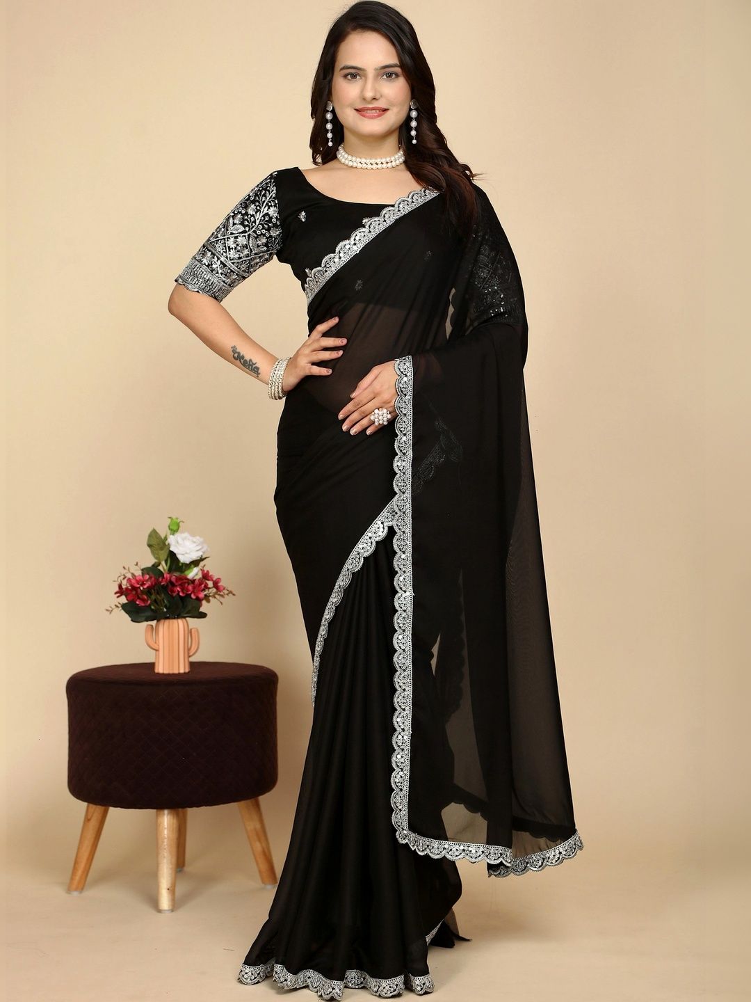 Mitera Embroidered Poly Georgette Designer Saree-picture-28