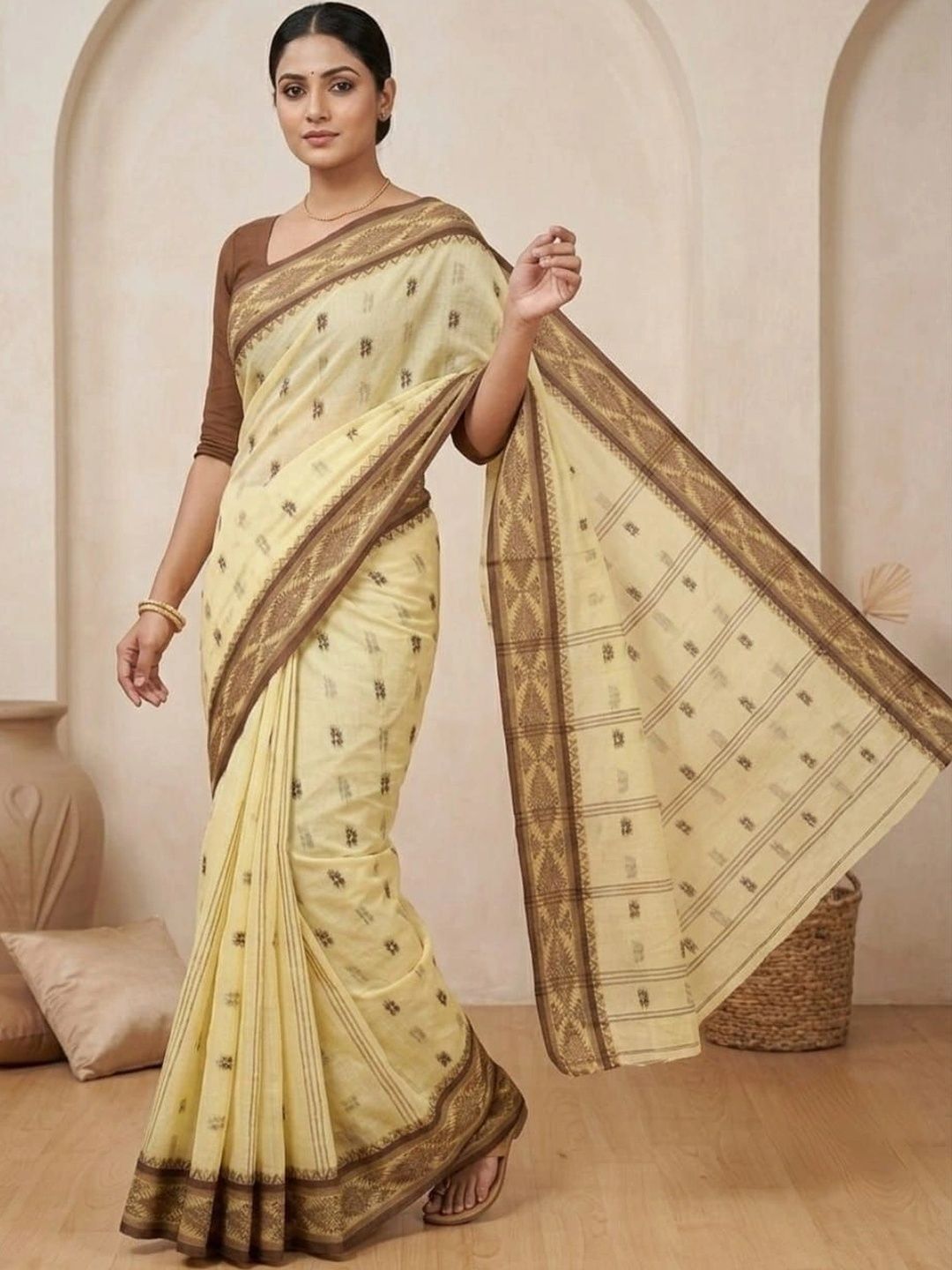KALINI Woven Design Pure Cotton Taant Saree-picture-14