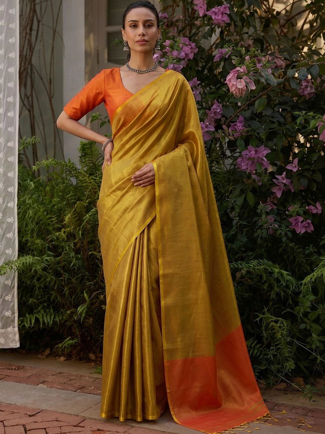 KALINI Woven Design Zari Tissue Saree-image-16