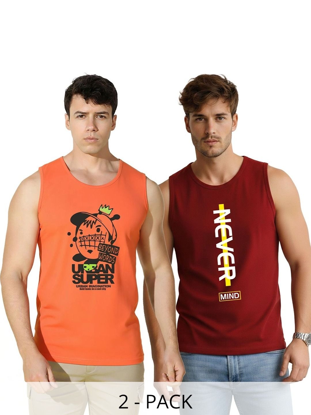 MINISTRY OF FRIENDS Pack of 2 Printed Cotton Gym Vest-picture-25