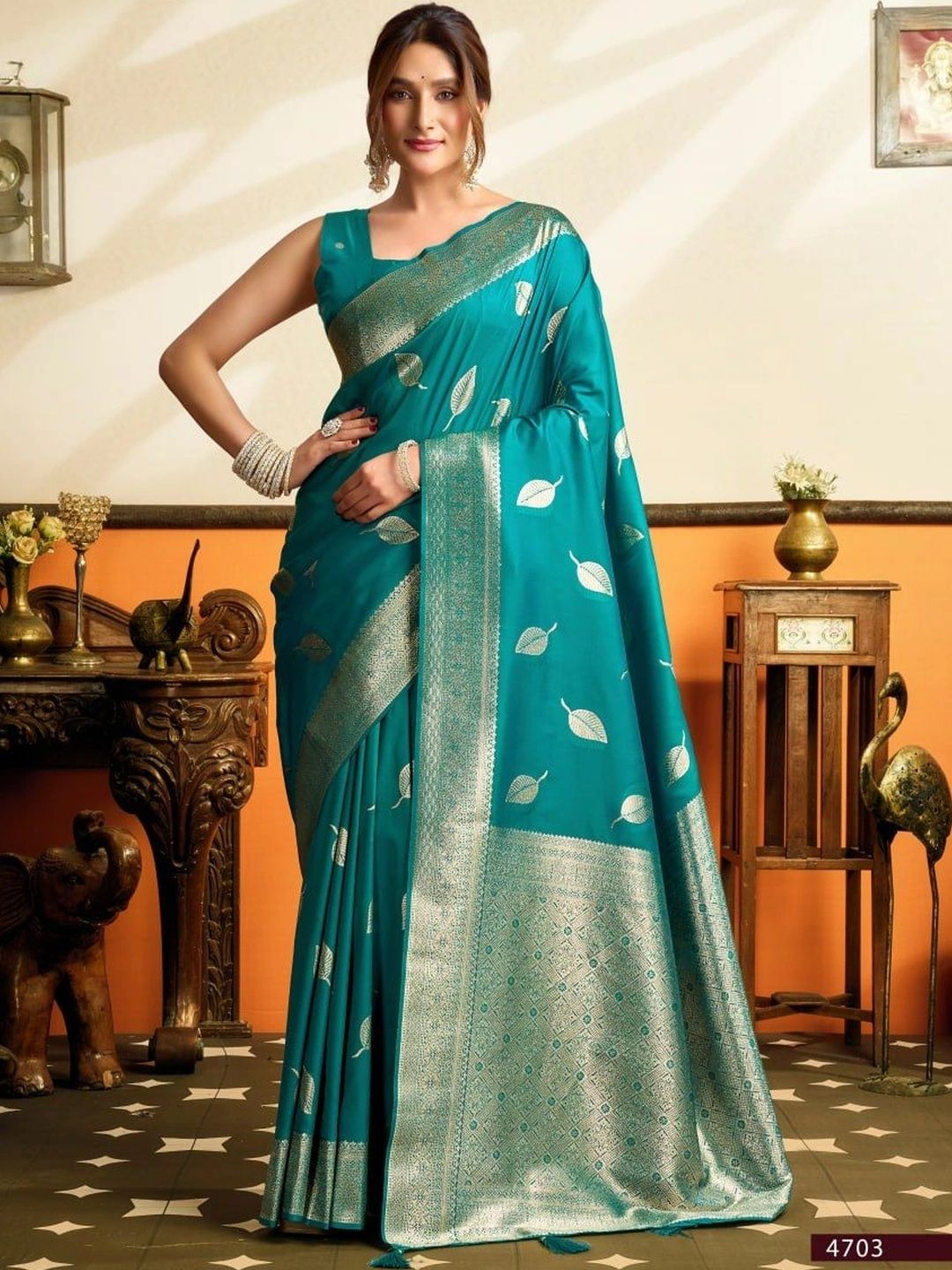 AD Saree Mall Woven Design Zari Silk Blend Designer Kanjeevaram Sarees-picture-48