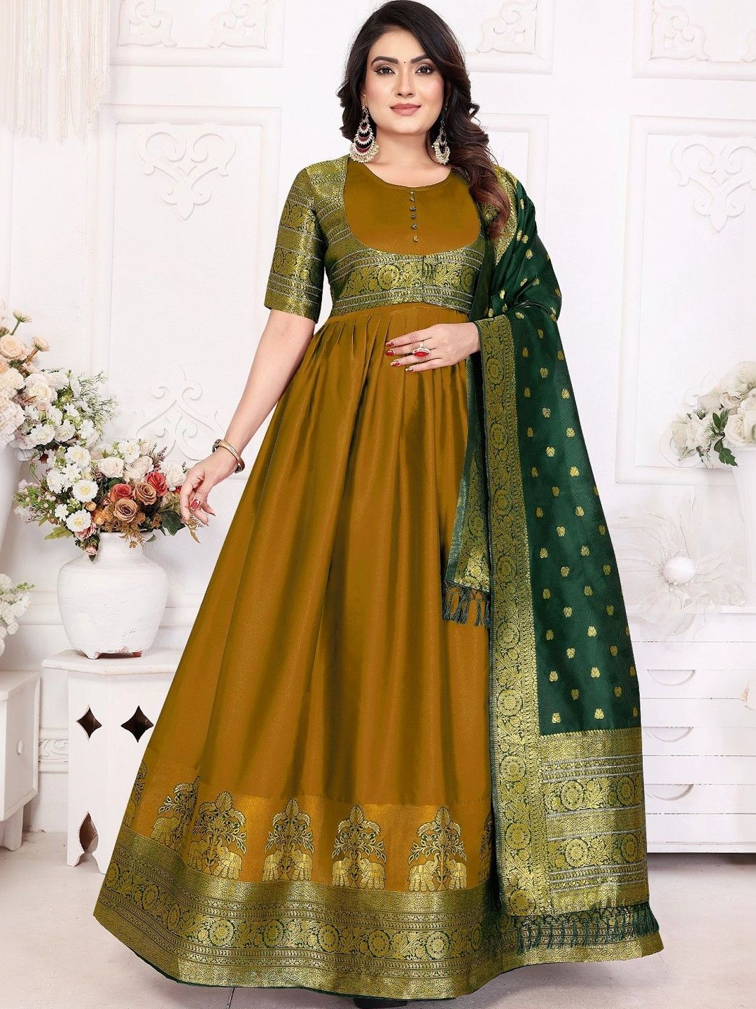 Kinjhit Fashion Woven Design A-Line Ethnic Dresses-picture-58